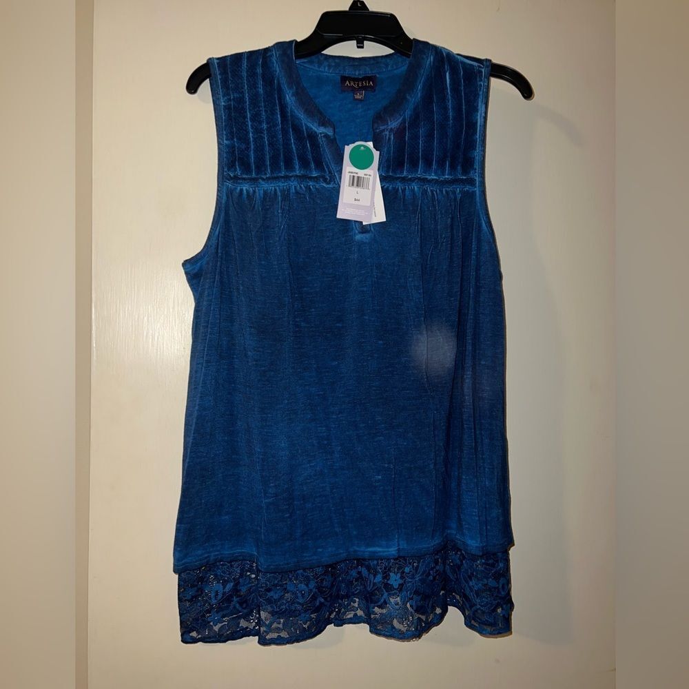 Artesia deep sea blue tank blouse Large NWTS